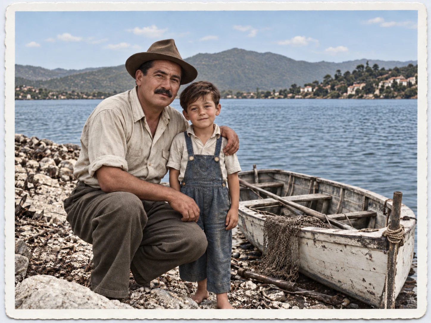 Colorized: the same family photograph with suggested AI color